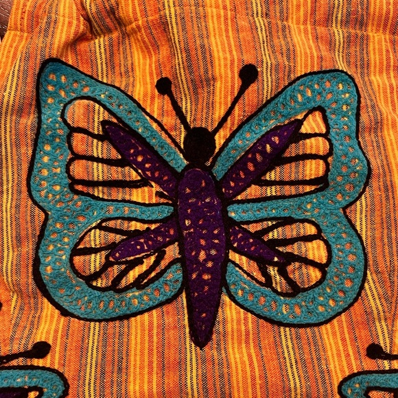 Kathmandu Imports Striped Butterfly Embroidered Tie Back Cotton Halter Top NWT - Picture 5 of 7